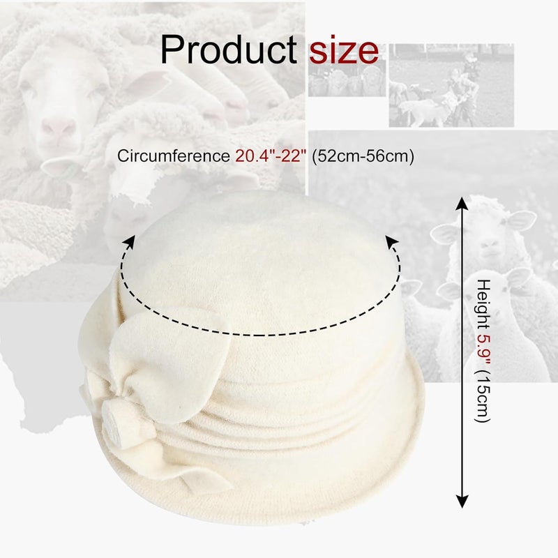 Sumolux Women Beret Hat French Vintage Floral Wool Dress Cloche Classic Winter Hat 1920s - Image 4